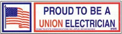 10 &#034;Proud to be Union Electrician&#034; hardhat decals
