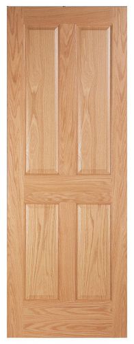 4 Panel Raised Select &amp; Better Red Oak StainGrade Solid Core Doors Interior Door