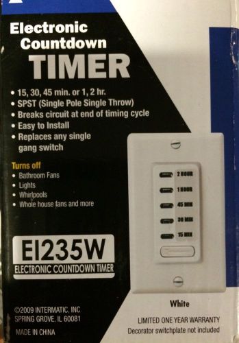 NEW Intermatic EI235W Electronic Auto-Off Timer 15/30/45/60/120 Minutes  White