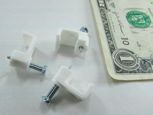 Lot 100 nsi plastic wire holder clips w/nails, cable wiring carpentry electrical for sale