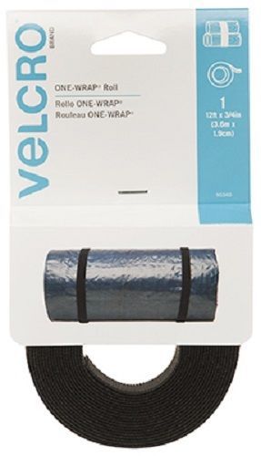 Velcro USA 3/4&#034;W x 12&#039;, Black Velcro Get-A-Grip Strap In Peggable Dispenser Pack