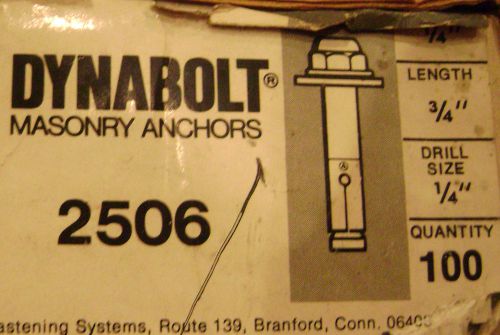100 -- 1/4&#034; x 3/4&#034;  masonry anchors --- new --- ramset dynabolt 2506 for sale