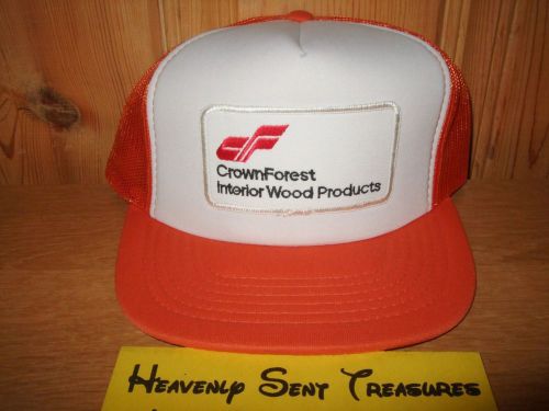 CROWN FOREST INTERIOR WOOD PRODUCTS Vintage 80s Orange Mesh Trucker Snapback Hat