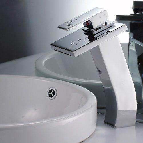 Modern Waterfall Bathroom Vessel Sink Faucet Basin Tap in Chrome Free Shipping