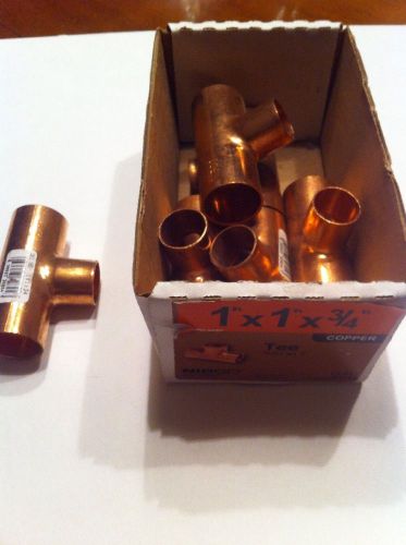 6 nibco 1&#034; x 1&#034; x 3/4&#034; copper slip tee fitting - 83514 for sale