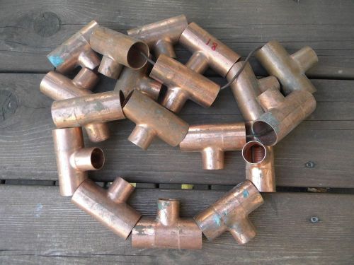 Lot of 18  1&#034;  x 1&#034;  x 3/4 &#034;  copper tee for sale