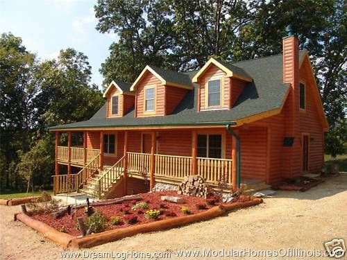 True modular log home 2,183 sf only $239k il wi for sale