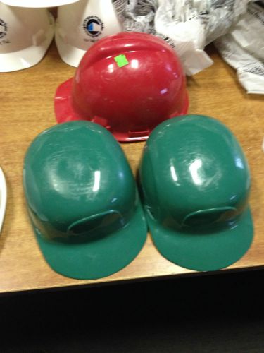 LOT OF 3 RED AND GREEN  Cap Hard Hat - Class NO SUSPENSION