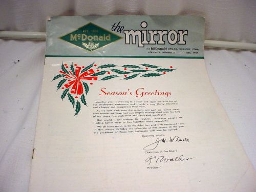 Dubuque Ia Old RARE 1964 Xmas Newsletter A.Y. McDonald Mfg.Co.Pics Info History