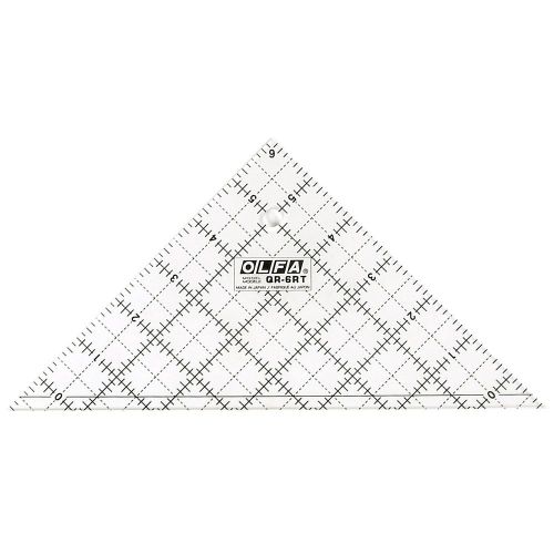 Olfa 6 1/2&#034; right triangle non-slip, frosted advantage ruler (olfa qr-6rt) for sale