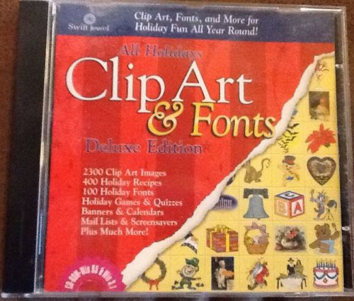 ALL HOLIDAYS CLIP ART &amp; FONTS DELUXE EDITION CD-ROM PC SOFTWARE RECIPES GAMES VG