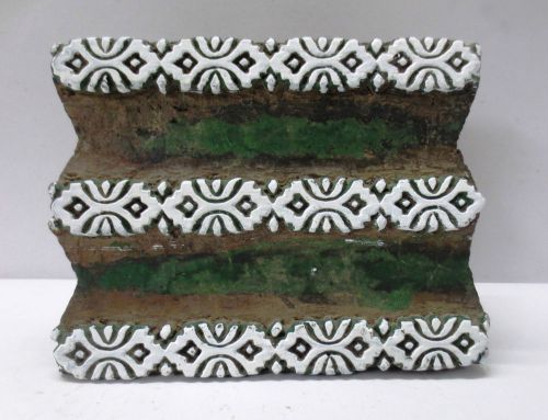 INDIAN WOODEN HAND CARVED TEXTILE PRINTING FABRIC BLOCK STAMP PARALLEL LINES