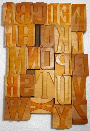Vintage Letterpress Letter Wood Type Printers Block A To Z Typography Collection