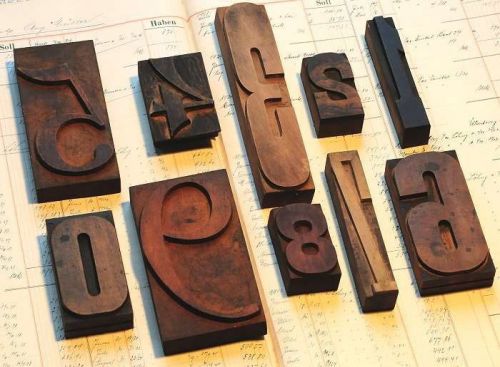 mixed numbers 0-9 letterpress wood printing blocks wood type number stamp print