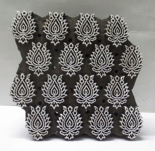 INDIAN WOODEN HAND CARVE TEXTILE PRINTING ON FABRIC BLOCK / STAMP FINE ART MOTIF
