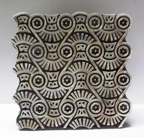 INDIAN WOODEN HAND CARVED TEXTILE PRINTING FABRIC BLOCK STAMP BOLD UNIQUE PRINT