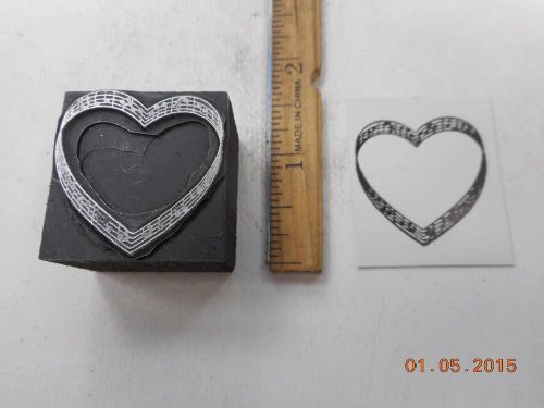 Letterpress Printing Printers Block, Valentine Heart formed w Music Staff, Notes