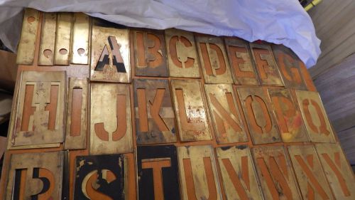 Vintage reese&#039;s 4&#034; brass stencils letters 36 pieces +blanks for sale