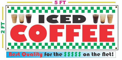 Full Color ICED COFFEE Banner Sign NEW Larger Size Best Quality for the $$$