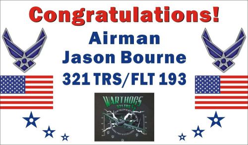 3ftX5ft Personalized Congratulations Airman US Air Force Banner (W/ Your Logo)