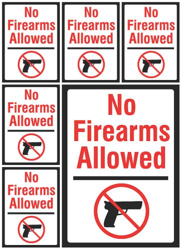 6 Information Sign No Firearms Allowed In Area Business Workplace Six Pack  s155