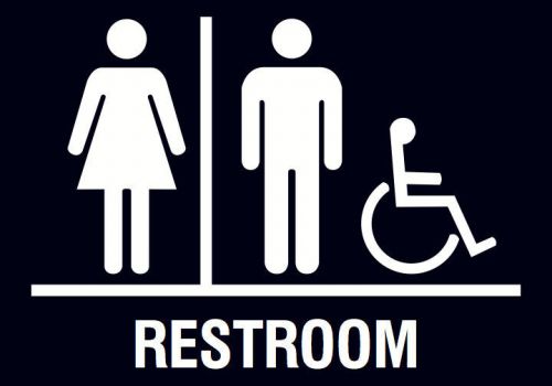 Unisex restoom sign + wheelchair access accessible men and women bathroom 1 new for sale