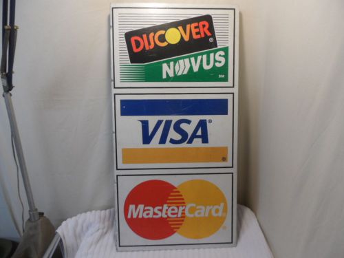 Vintage Metal Credit Card Double Sided Wall Sign MC/VISA/Discover
