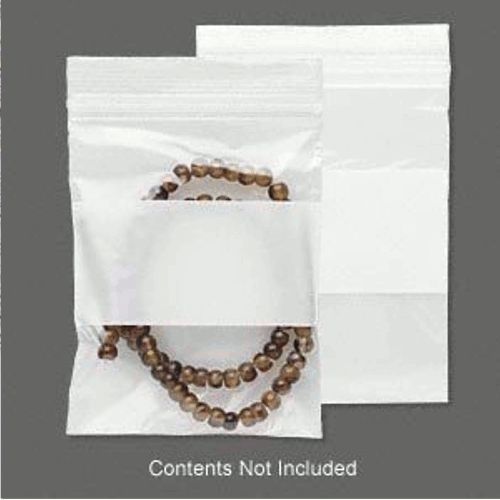 100 plastic ziplock Bag 4x3 inch clear w/white block style. NEW Tite-lip 2mil