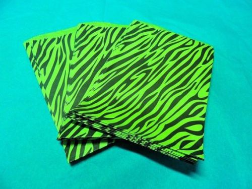 100 5x7 Neon Lime Zebra Party Paper Bags, Animal Striped Colored Gift Kraft Bags