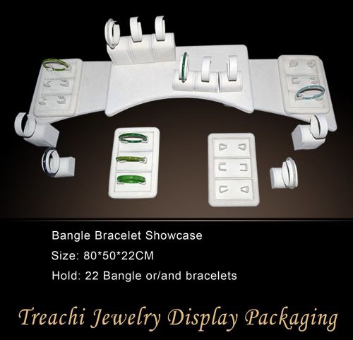 EMS Free Jewelry Display Beige Velvet Showcase for Bangle Bracelet 22 PCS Holder