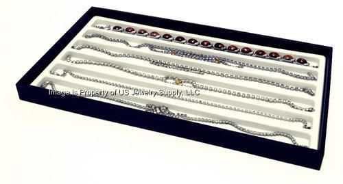 1 Black Tray 6 Slot White Necklace Pendant Chain Display