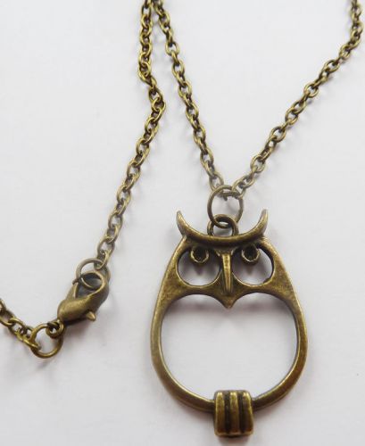 Lots of 10pcs bronze plated owl Costume Necklaces pendant 634mm