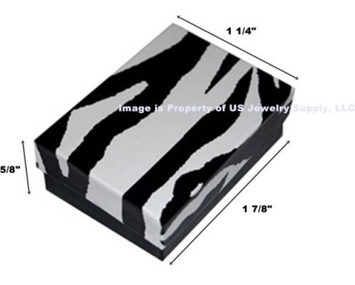 100 Small Zebra Print Cotton Filled Jewelry Gift Boxes 1 7/8&#034; x 1 1/4&#034; x 5/8&#034;
