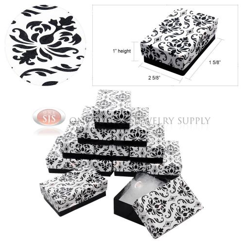 12 Damask Print Gift Jewelry Cotton Filled Boxes 2 5/8&#034; x 1 5/8&#034; x 1&#034; Earrings