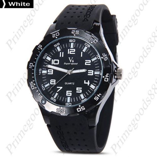V6 Quartz Round Super Speed Black Wrist Men&#039;s Wristwatch Free Shipping White