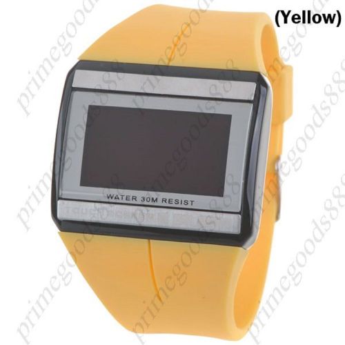 Unisex 30M Waterproof Touch Screen Digital Backlight Wrist Date in Yellow