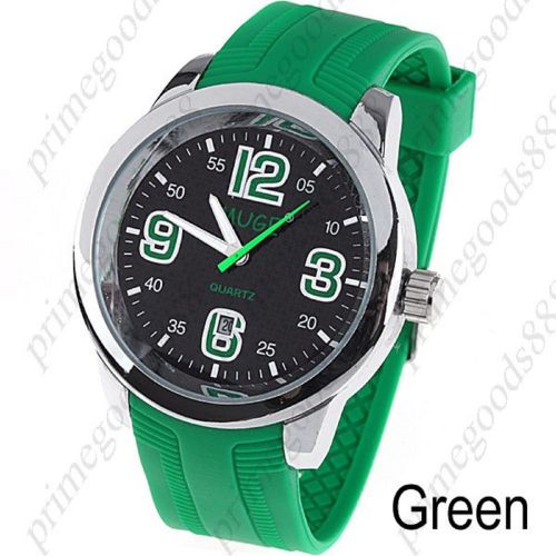 Rubber Strap Unisex Quartz Watch Wrist watch Timepiece with Date in Green