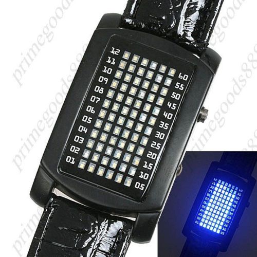 Digital LED Display Synthetic Leather Quartz Wrist Wristwatch Women&#039;s Black