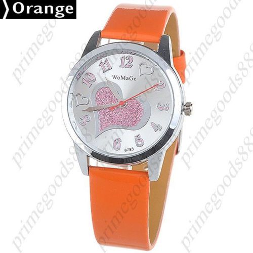 Heart Synthetic Leather Quartz Wrist Wristwatch Free Shipping Women&#039;s Orange