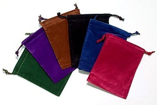 Wholesale 100 pc bag of 3x4 inch velvet pouch POUCHES with drawstring, 6 colors