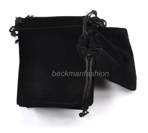 20pcs Velvet Drawstring Jewelry Gift wedding Pouches Bags 120x90mm Black F&amp;P
