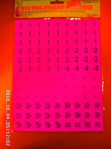 216 Yard Sale Price Stickers, Pink, NIP