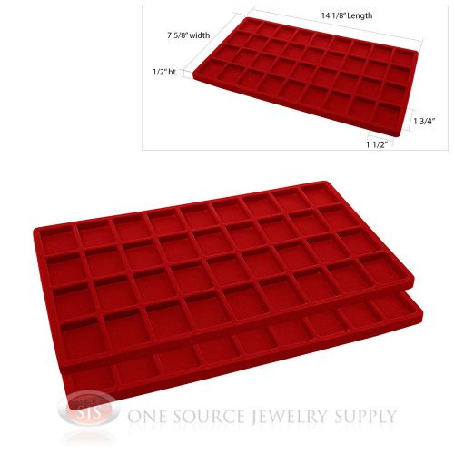 2 Red Insert Tray Liners W/ 36 Compartments Drawer Organizer Jewelry Displays