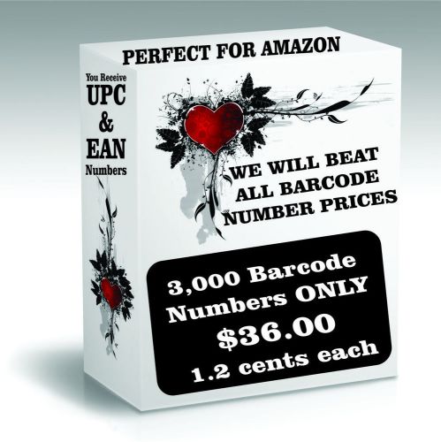 3,000 upc barcode numbers only ean bar code number  amazon barcodes 0123478 for sale