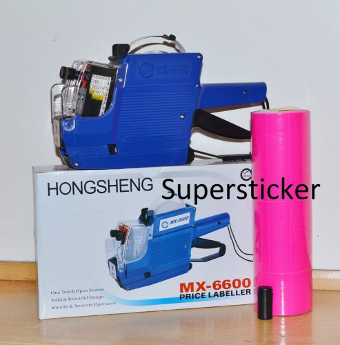 Mx-6600 10 digits 2 lines price tag gun labeler +1 ink + 14 rolls pink 500 tags for sale
