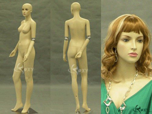 Flexible Arm Female Fiberglass Mannequin Beautiful Face Dress Form #MD-HFA2F