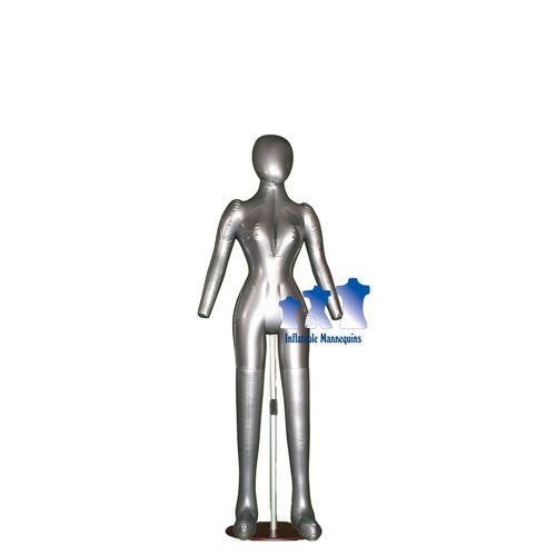 Inflatable female full-size with head &amp; arms, silver and aluminum stand for sale