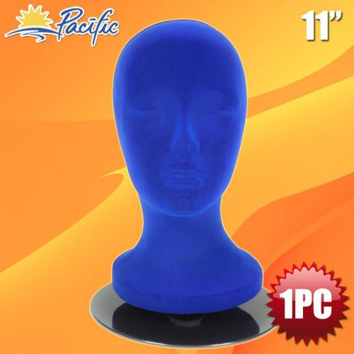 HALLOWEEN Blue velvet like female foam MANNEQUIN head holder base display wig