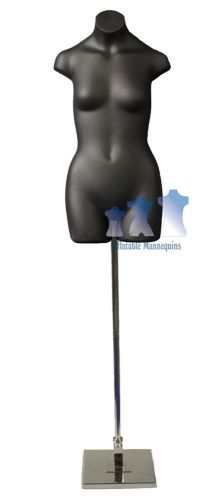 Teenage Girl 3/4 Black with Tall Adjustable Mannequin Stand with 10&#034; Square Base