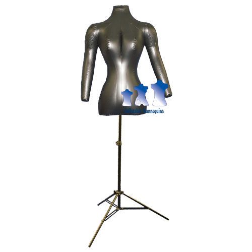 Inflatable Female Torso with Arms, Black and MS12 Stand